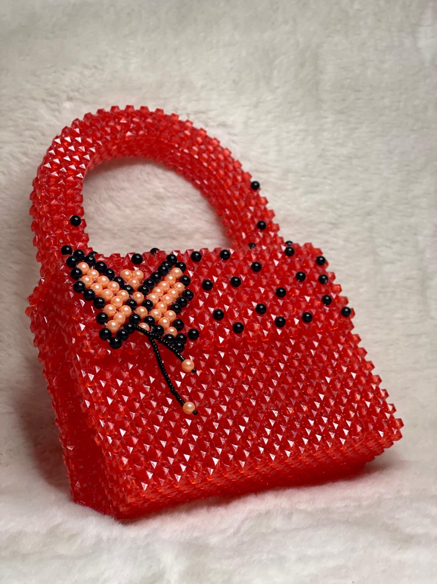 Handmade Beaded Handbag with Butterfly Design – Elegant Beadwork Purse