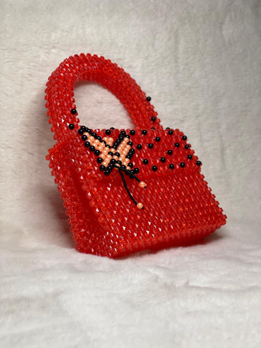 Handmade Beaded Handbag with Butterfly Design – Elegant Beadwork Purse