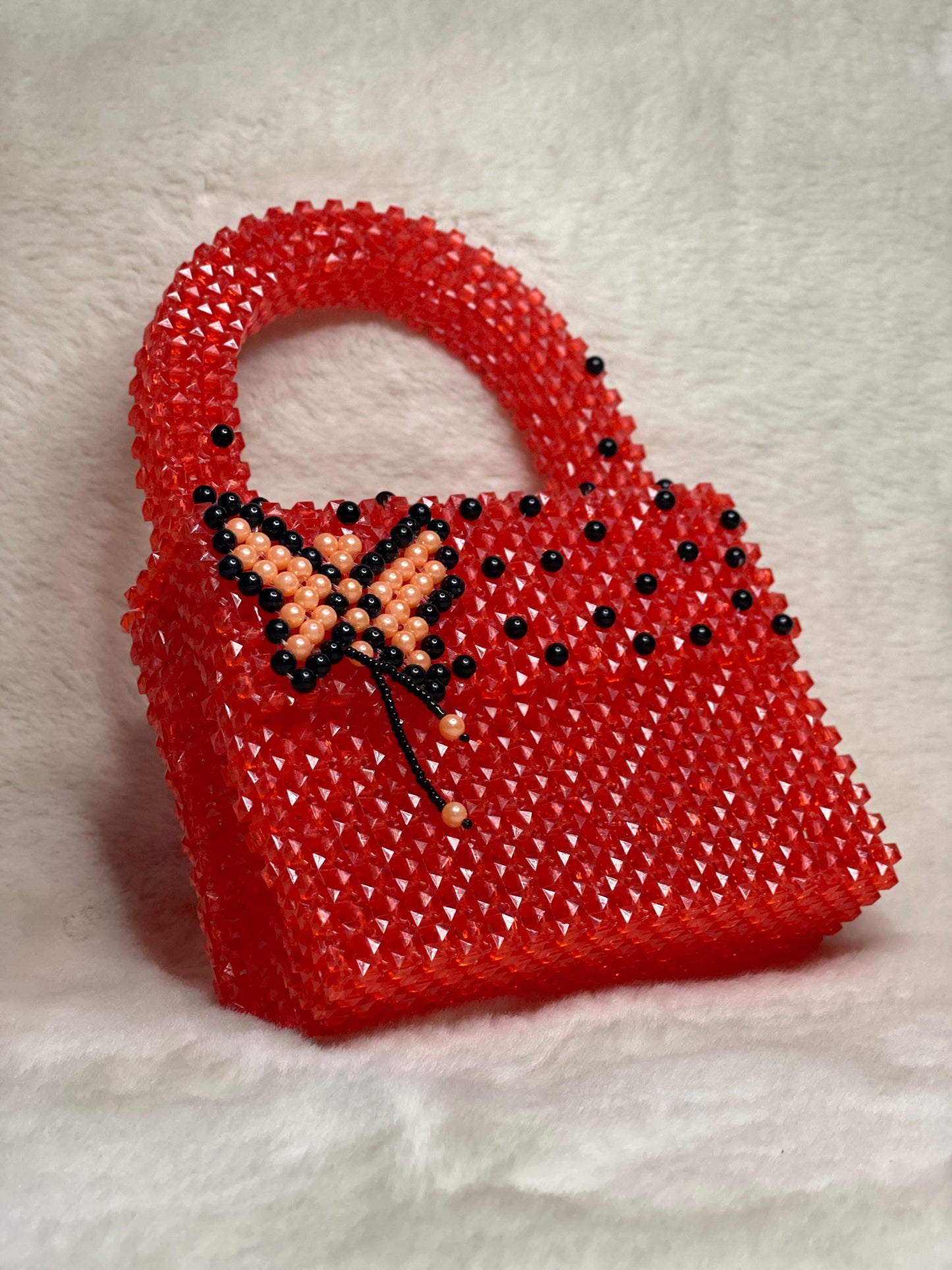 Handmade Beaded Handbag with Butterfly Design – Elegant Beadwork Purse